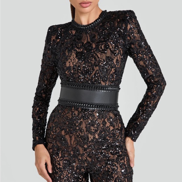 NADINE MERABI Black Sequin Jumpsuit - Picture 3 of 8